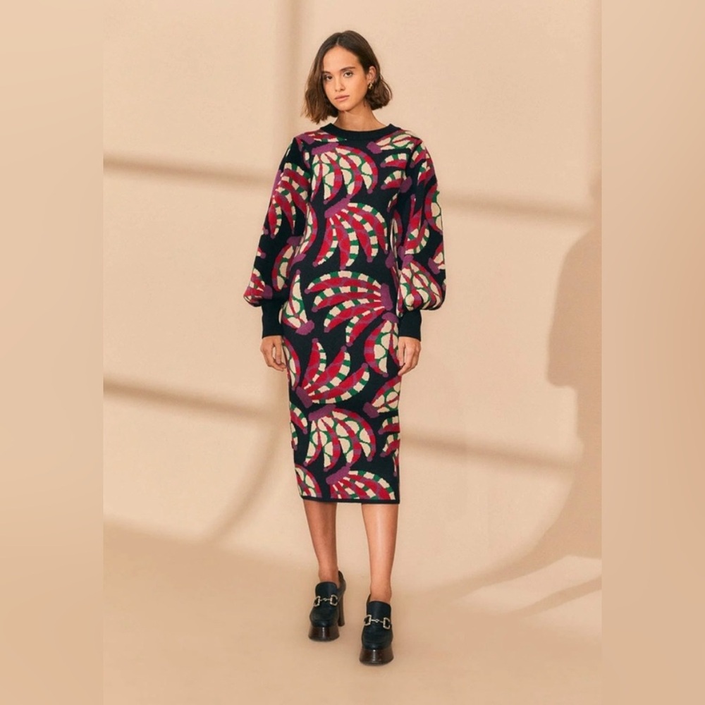 Farm Rio Banana Dots Knit Dress